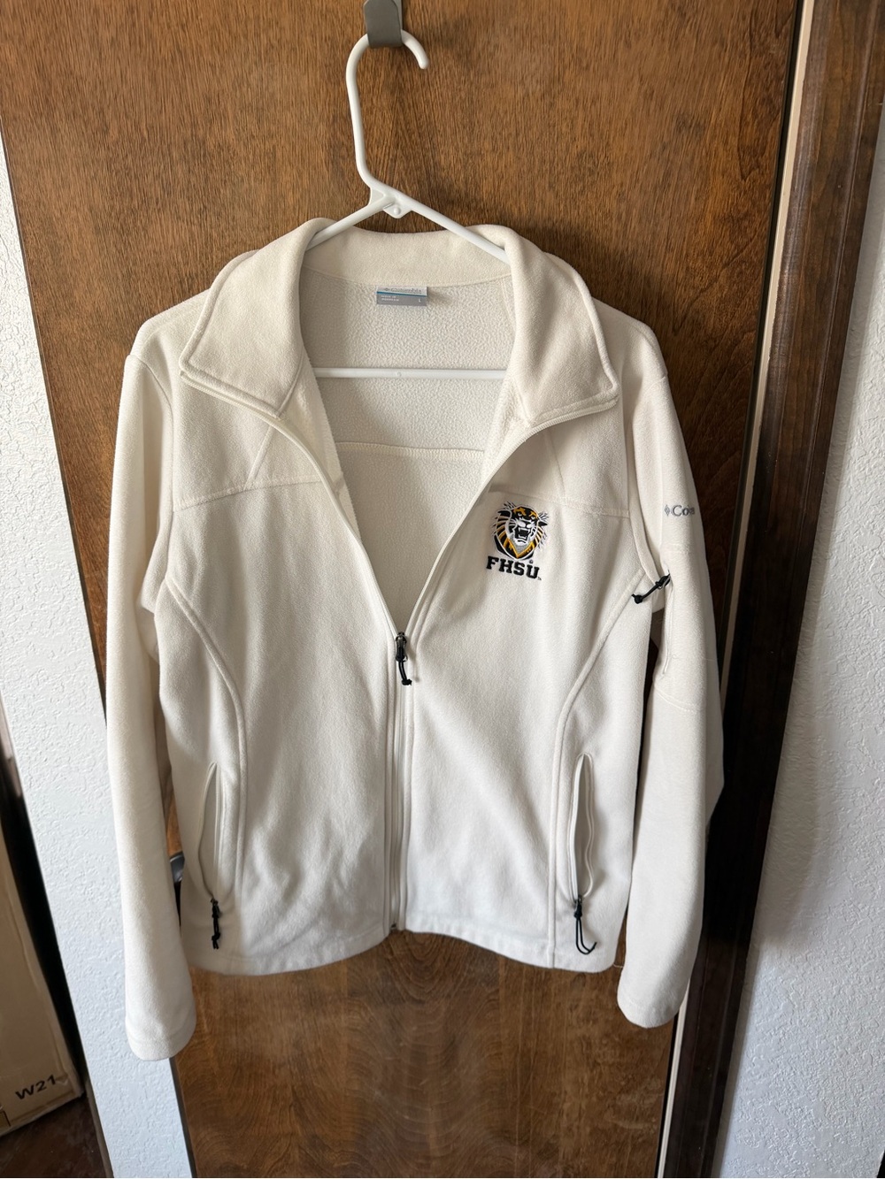 Columbia Women’s Cream Full-Zip Fleece Jacket with FHSU Embroidery